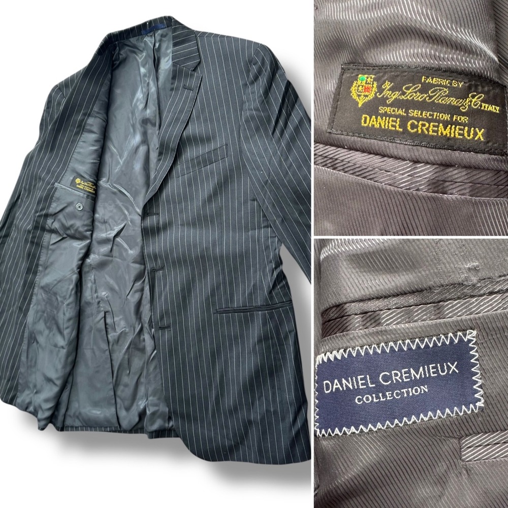 Daniel Cremieux 42L Loro Piana Fabric Pinstripe Blazer Jacket Gray USA Made‎